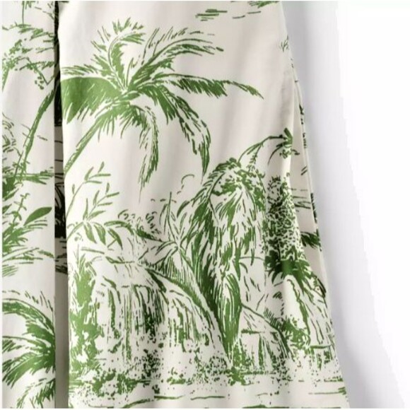 Lands End cotton midi dress 16 p xl 16p green ivory tropical Sundress new 134.95 - Picture 3 of 5